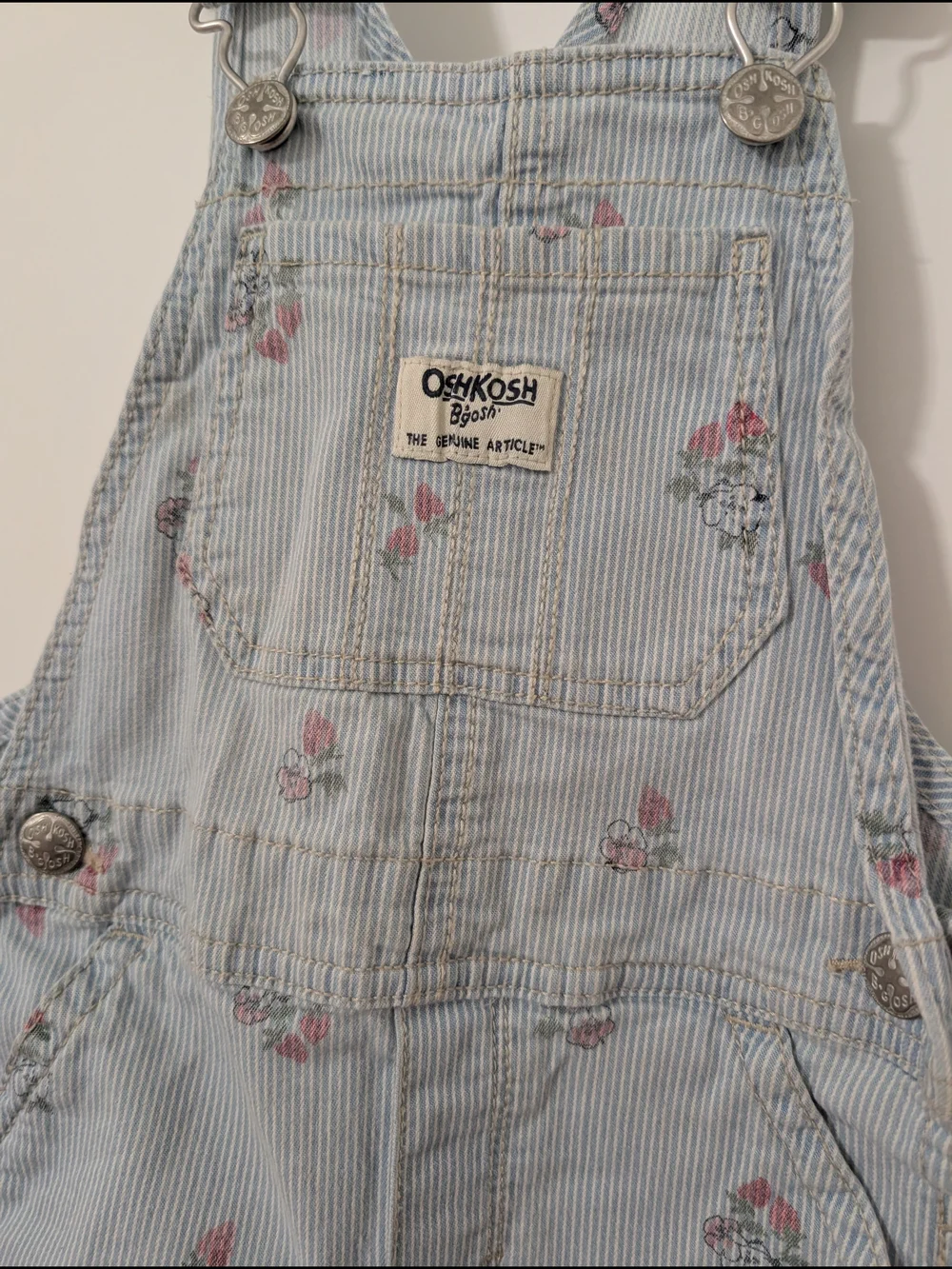 OshKosh B'gosh 3T Floral Railroad Stripe Shortall Overalls Toddler